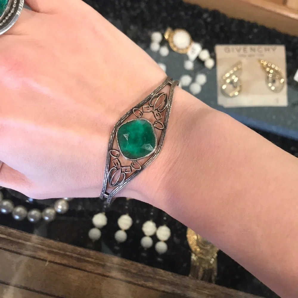 1920’s Art Deco sterling silver bangle bracelet